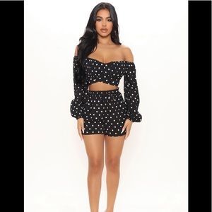 Polka Dot Fun Short Set - Black/White